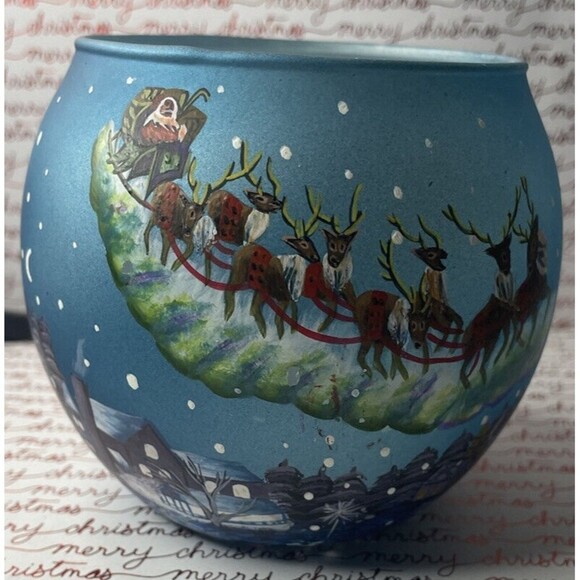 Christmas Reindeer Winter land 3 " Candle Holder Hand Painted - Picture 7 of 12